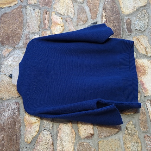 The Reset R Label Wool Cashmere Blend Sapphire Blue Sweater Funnel Mock Neck - Picture 8 of 10